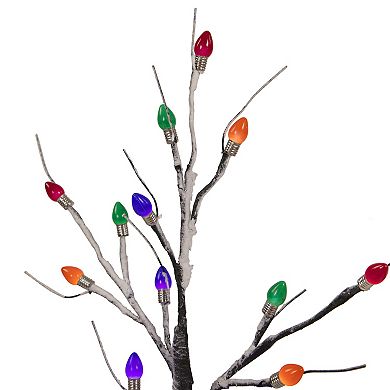 24" LED Lighted Black Frosted Artificial Christmas Tree - Multi-Color lights