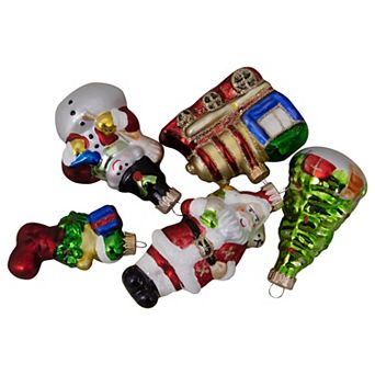 5 ct Vibrantly Colored Festive Holiday Christmas Figurine Ornaments 3.5"