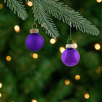 24 ct Purple 2-Finish Glass Ball Christmas Ornaments 1" (25mm)