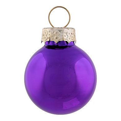 24ct Purple 2-Finish Glass Ball Christmas Ornaments 1" (25mm)