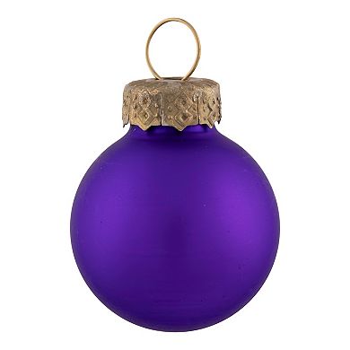 24ct Purple 2-Finish Glass Ball Christmas Ornaments 1" (25mm)