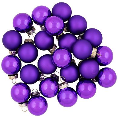 24ct Purple 2-Finish Glass Ball Christmas Ornaments 1" (25mm)