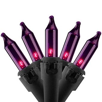 35-Count Purple Mini Christmas Lights 7ft Black Wire