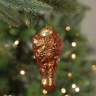 4.5" Buffalo Chicken Wing Drumette Glass Christmas Ornament