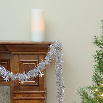 50" x 2.75' Silver Snowflakes Tinsel Artificial Christmas Garland - Unlit