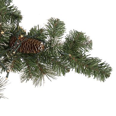 32" Pre-Lit Artificial Frosted Mixed Pine Christmas Snowflake Wreath