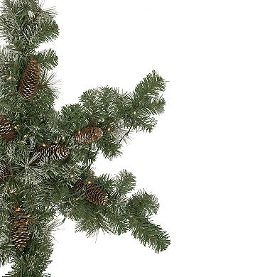 32" Pre-Lit Artificial Frosted Mixed Pine Christmas Snowflake Wreath