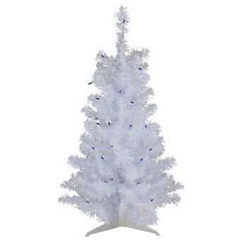 3' Pre-Lit White Pine Slim Artificial Christmas Tree - Blue Lights