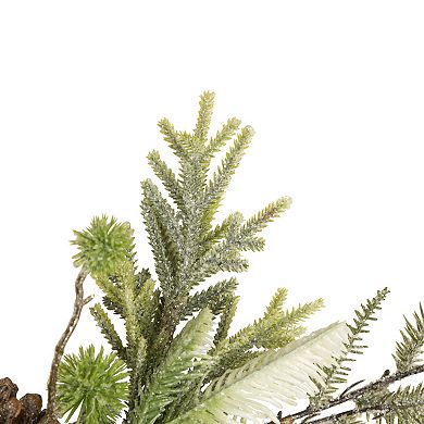 5' x 8" Artificial Christmas Garland with with Frosted Foliage and Pine Cones Unlit