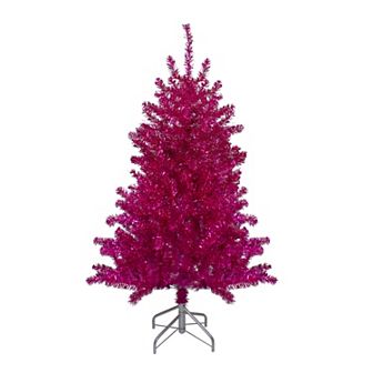 4.5" Metallic Pink Tinsel Artificial Christmas Tree - Unlit