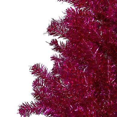 4.5" Metallic Pink Tinsel Artificial Christmas Tree - Unlit