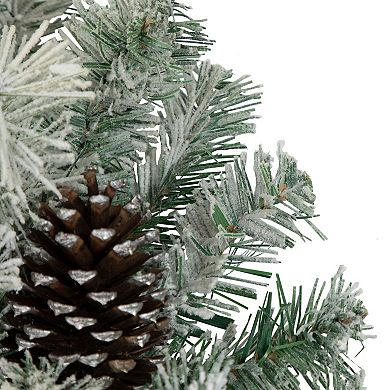 Flocked Pine with Blue and Silver Ornaments Artificial Christmas Wreath 24-Inch Unlit