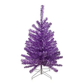 3' Metallic Purple Tinsel Artificial Christmas Tree - Unlit