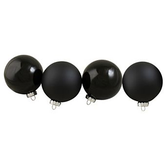 4 ct Black 2 Finish Glass Ball Christmas Ornaments 4" (100mm)