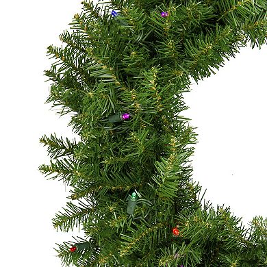Pre-Lit Rockwood Pine Artificial Christmas Wreath 24-Inch Multi LED Lights