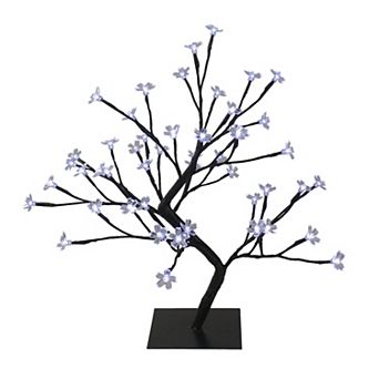 18" Pre-Lit Japanese Sakura Blossom Flower Artificial Tree - Pure White LED Lights