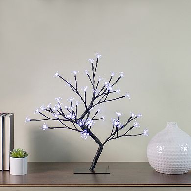 18" Pre-Lit Japanese Sakura Blossom Flower Artificial Tree - Pure White LED Lights