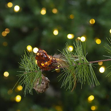 4.5" Right Facing Orange Sequined Bird Christmas Ornament