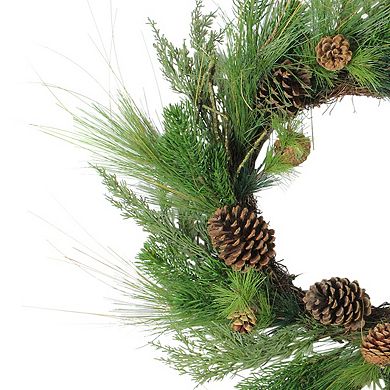 Pine Cones and Needles Artificial Christmas Wreath - 24-Inch Unlit