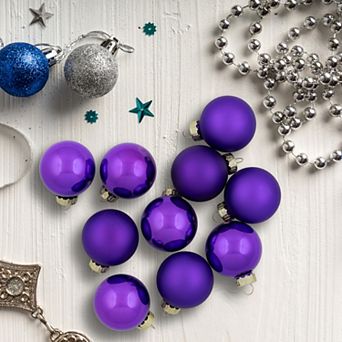 10 ct Shiny and Matte Purple Glass Ball Christmas Ornaments 1.75" (45mm)