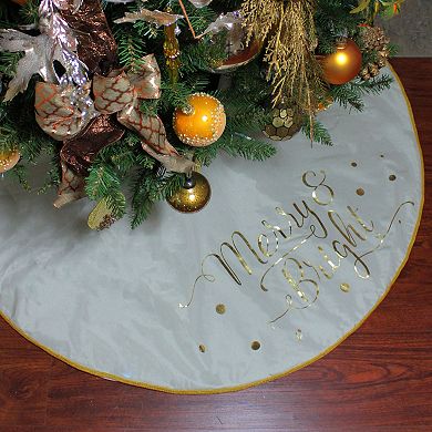 48” Ivory White Merry and Bright Christmas Tree Skirt