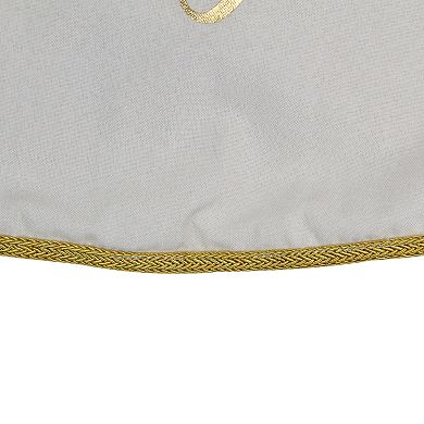 48” Ivory White Merry and Bright Christmas Tree Skirt
