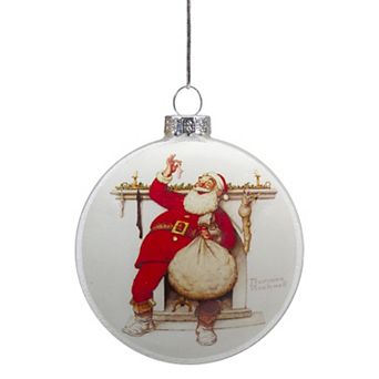 3" Norman Rockwell 'Filling The Stockings' Glass Christmas Disc Ornament