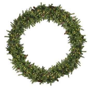 Pre-Lit Dakota Pine Artificial Christmas Wreath - 72-Inch Warm White LED Lights