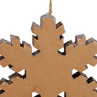 10" Country Rustic Silver Glittered Snowflake Christmas Ornament