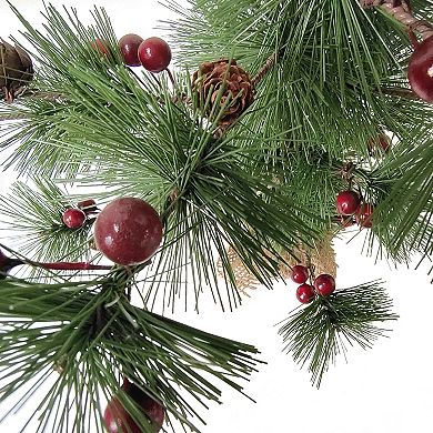 23.5" Winter Berry Pine Tree with Pine Cones in Jute Base Christmas Decoration