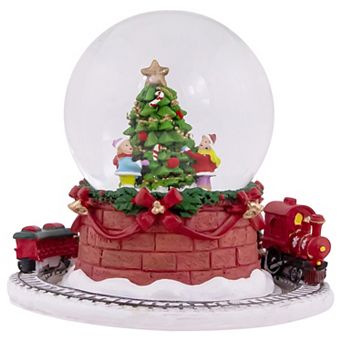 6.5" Christmas Tree with Revolving Train Musical Snow Globe