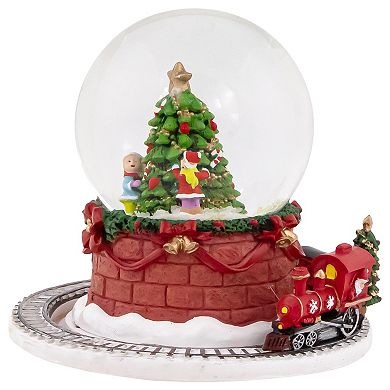 6.5" Christmas Tree with Revolving Train Musical Snow Globe