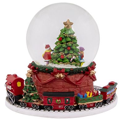 6.5" Christmas Tree with Revolving Train Musical Snow Globe