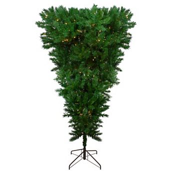 7' Pre-Lit Green Sugar Pine Upside Down Artificial Christmas Tree - Clear Lights