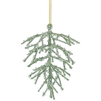 4.75" Green 3-D Glittered Iron Wire Pine Cone Christmas Ornament