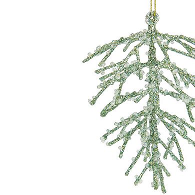 4.75" Green 3-D Glittered Iron Wire Pine Cone Christmas Ornament