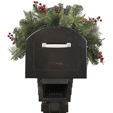 36" Pre-lit Decorated Pine Cone and Berries Artificial Christmas Mailbox Swag