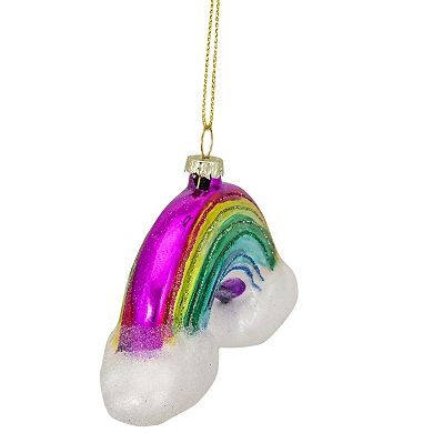 4.75" Glass Rainbow and Clouds Christmas Ornament