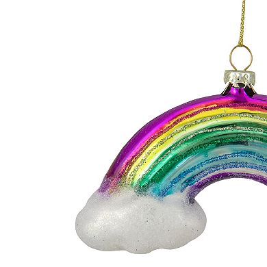 4.75" Glass Rainbow and Clouds Christmas Ornament