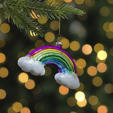 4.75" Glass Rainbow and Clouds Christmas Ornament