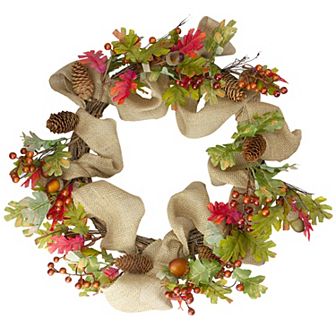 Berry and Pine Cones Artificial Thanksgiving Wreath - 18-Inch Unlit