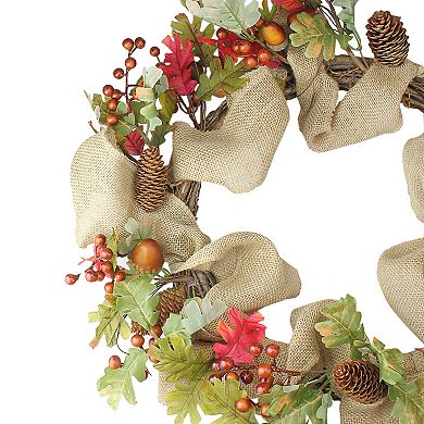 Berry and Pine Cones Artificial Thanksgiving Wreath - 18-Inch Unlit