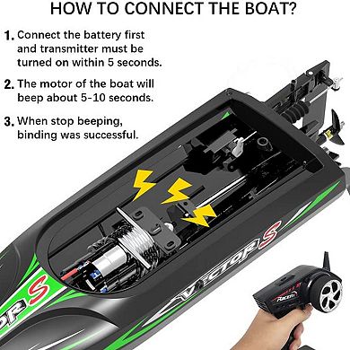 VOLANTEXRC VectorS 30 MPH Remote Control Outdoor Electric Racing Boat, Black