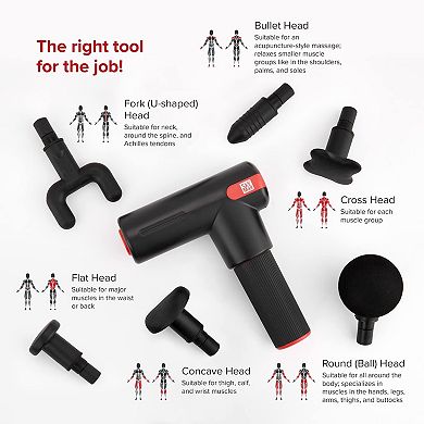 SkyMall Deep Tissue Massage Gun - Portable Percussive Muscle Massager Includes 6 Head Attachments+ pavelle Sore Muscle Massage Oil for Massage Therapy