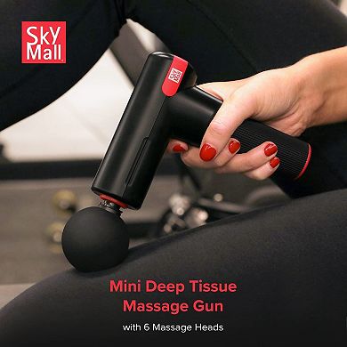 SkyMall Deep Tissue Massage Gun - Portable Percussive Muscle Massager Includes 6 Head Attachments+ pavelle Sore Muscle Massage Oil for Massage Therapy