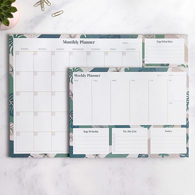 Rileys & Co Undated Weekly Planner, 11.0 X 8.3 In, Floral Print, Tearsheet To Do List Planner