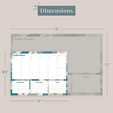 Rileys & Co Undated Weekly Planner, 11.0 X 8.3 In, Floral Print, Tearsheet To Do List Planner