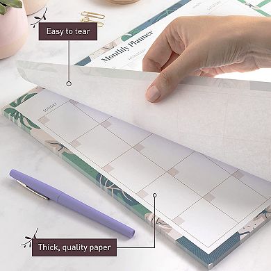 Rileys & Co Undated Monthly Calendar Planner, 16.5 X 11.4 In, Floral Print, Monthly Desk Pad