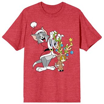 Juniors' Tom & Jerry Santa Tom Graphic Tee