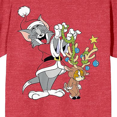 Juniors' Tom & Jerry Santa Tom Graphic Tee